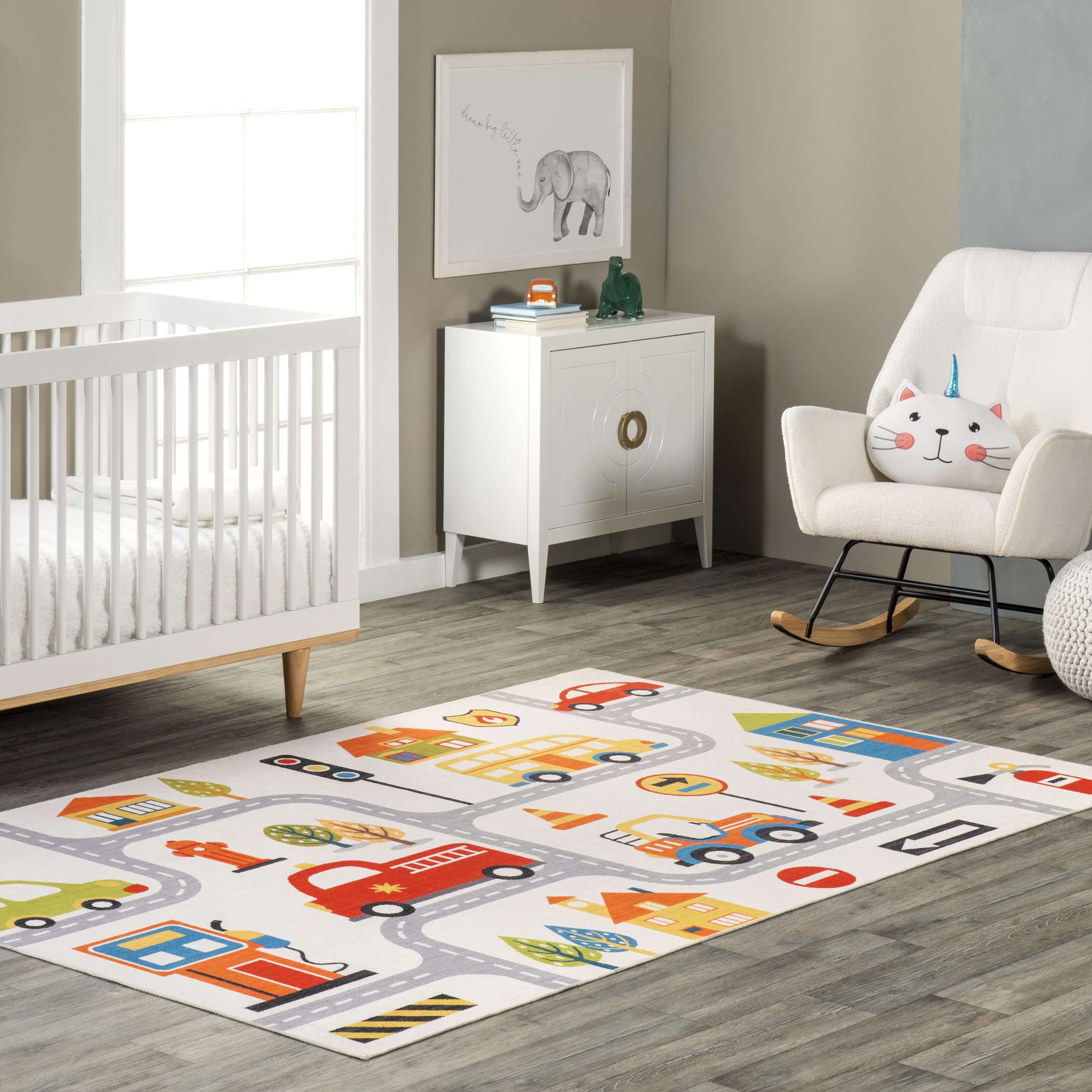 Nuloom 3' X 5' Spinclean Machine Washable Stain-Resistant Area Rug With Non Slip Backing, Low Profile For Living Room, Bedroom, And Dining Room, Carmina White Multicolor